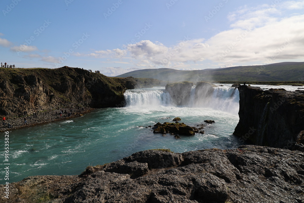 Iceland-Godafoss waterfall the waterfall of the Gods Iceland-Godafoss waterfall the waterfall of the Gods