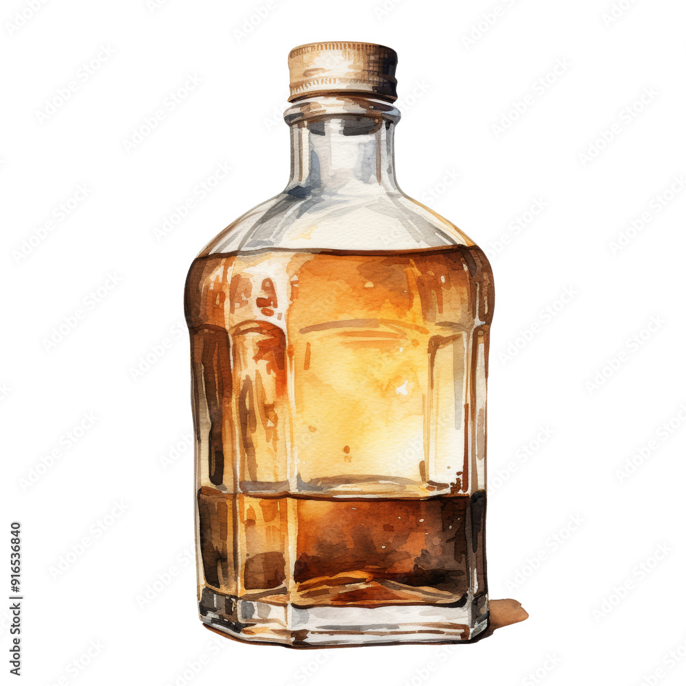 bottle of whiskey watercolor isolated on transparent background cutout bottle of whiskey watercolor isolated on transparent background cutout