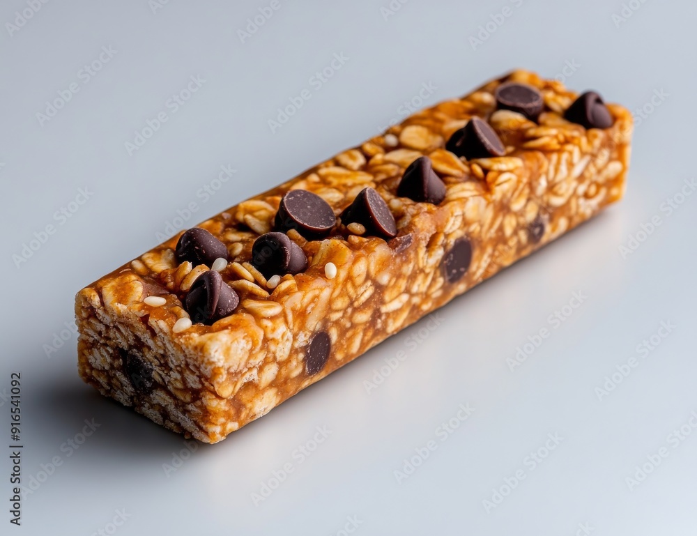Energy Bar with Chocolate Chips and Rectangular Rice Paddy Seeds Energy Bar with Chocolate Chips and Rectangular Rice Paddy Seeds