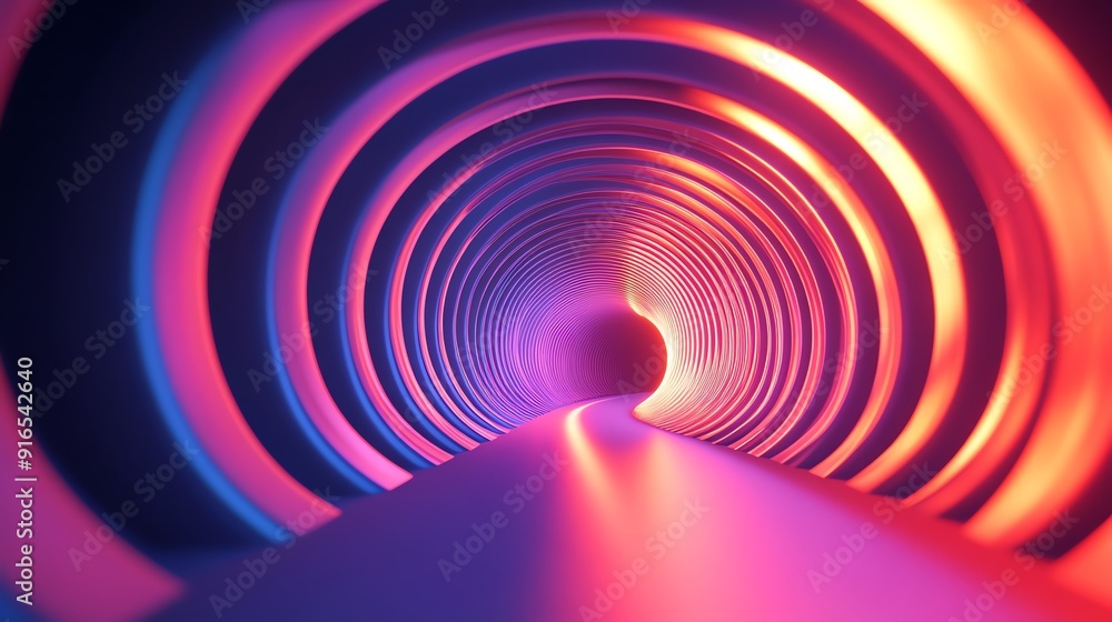 A vibrant, abstract tunnel illuminated with colorful lights, creating a sense of motion and depth in a futuristic environment. A vibrant, abstract tunnel illuminated with colorful lights, creating a sense of motion and depth in a futuristic environment.