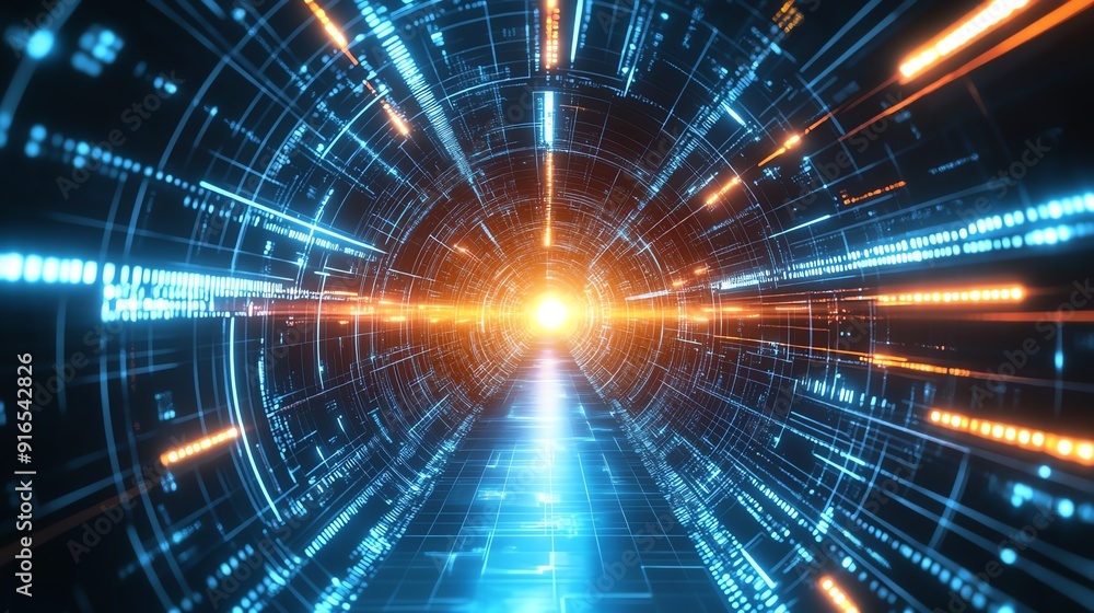A vibrant digital tunnel filled with glowing lines and light beams, representing a futuristic pathway through technology. A vibrant digital tunnel filled with glowing lines and light beams, representing a futuristic pathway through technology.