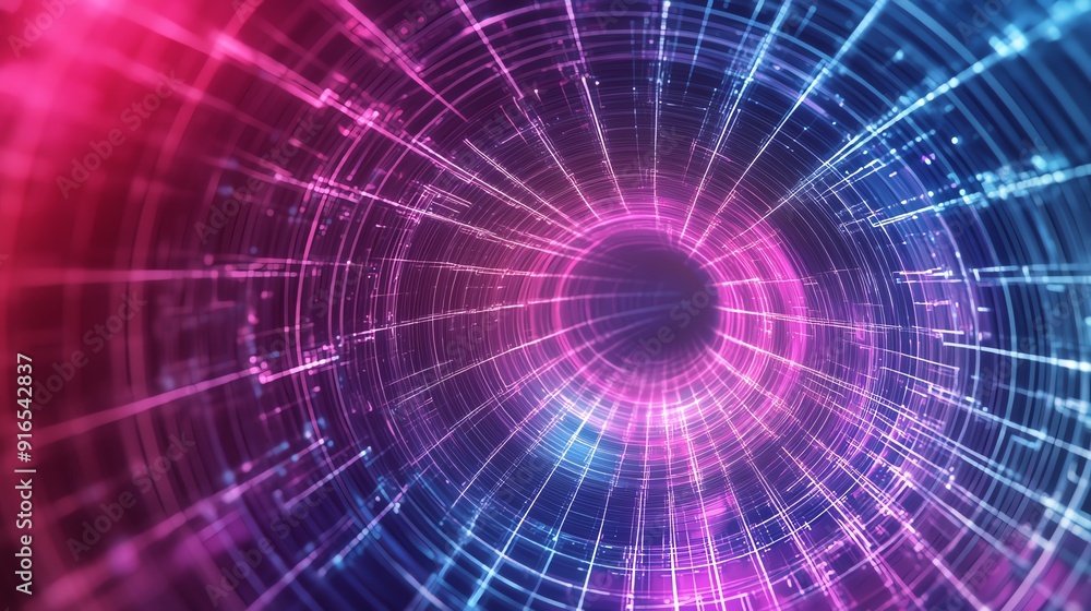 A vibrant digital tunnel composed of glowing lines and circles, creating a mesmerizing visual effect of motion and depth. A vibrant digital tunnel composed of glowing lines and circles, creating a mesmerizing visual effect of motion and depth.