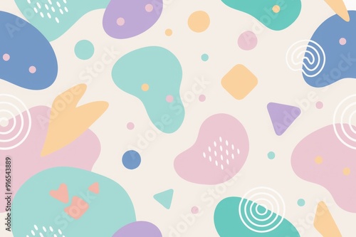 pastel abstract doodle shape seamless pattern background