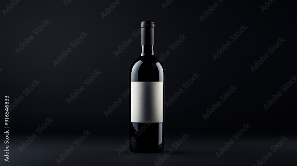 Elegant wine bottle with custom label design, space for text on the packaging