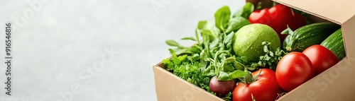 Eco-friendly packaging for organic vegetables with space for text.