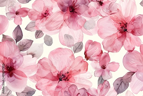 Delicate floral watercolor repeat design in gentle pastel hues, ideal for cosmetic items or similar uses.