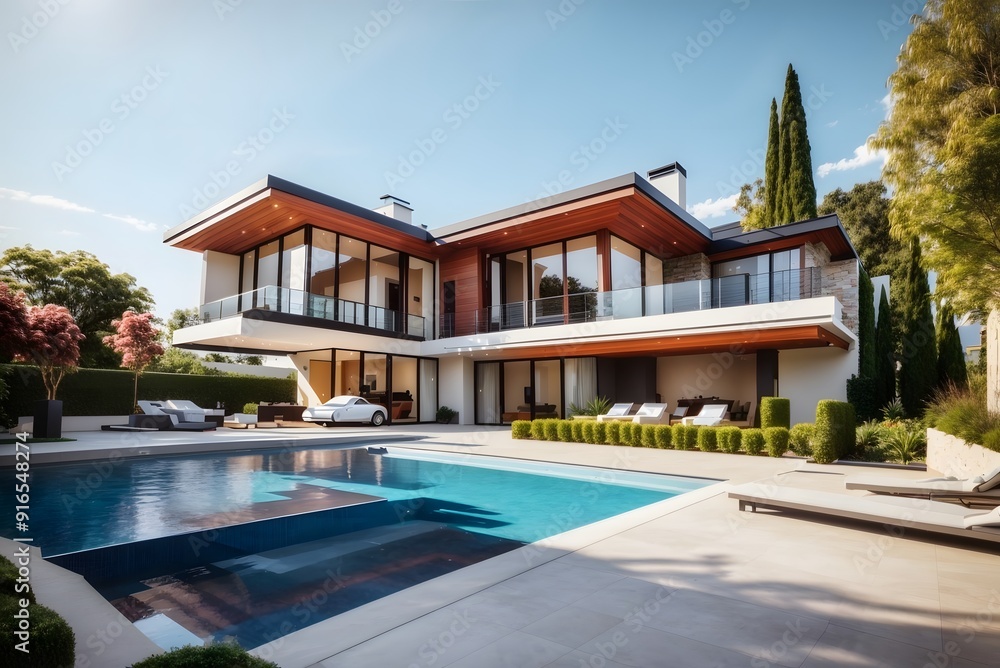 3d illustration of a newly built luxury home. 3d illustration of a newly built luxury home.