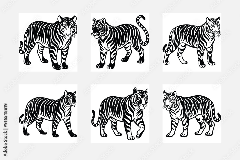 Fototapeta premium White background Tiger silhouette artwork minimal style 