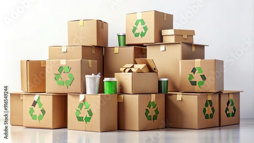 Recycling cardboard boxes for eco-friendly practices, recycling, cardboard, boxes, green, environment, sustainable photo