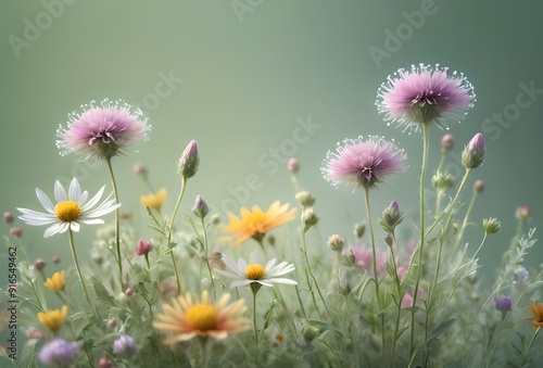 beautiful bright flowers with empty clean space for text