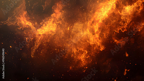 Realistic fire and flames on black background