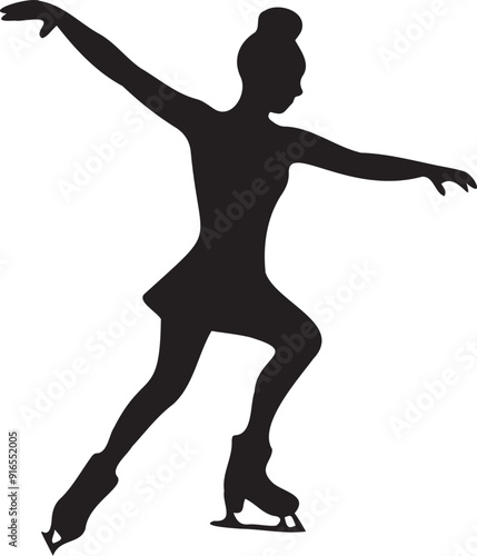 Silhouette of a figure skater skating on a transparent background