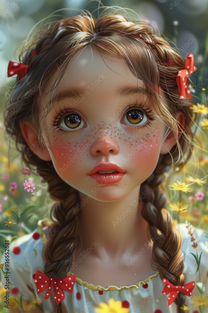 3d illustration cartoon of a cute young girl in the garden 3d illustration cartoon of a cute young girl in the garden