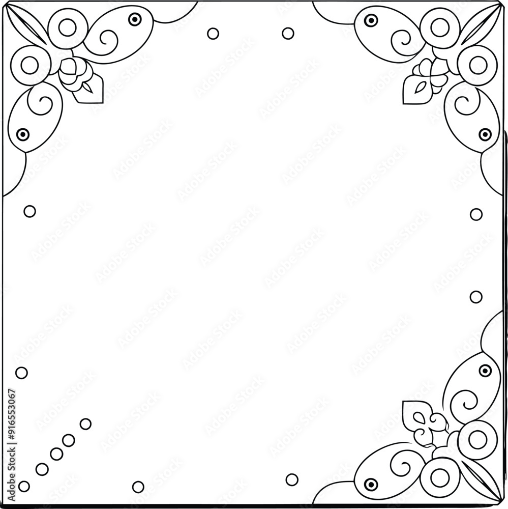 Template with corner pattern with copy space illustration Template with corner pattern with copy space illustration