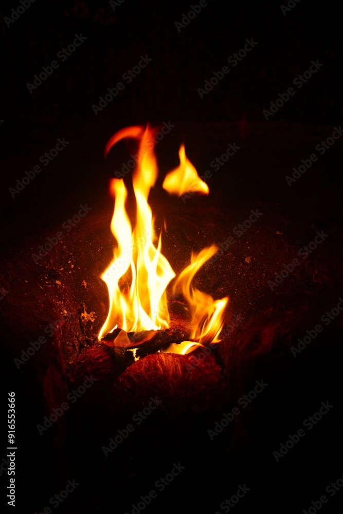 Close up of burning wood logs blazing in flames inside black wrought iron wood burning fire. Close up of burning wood logs blazing in flames inside black wrought iron wood burning fire.