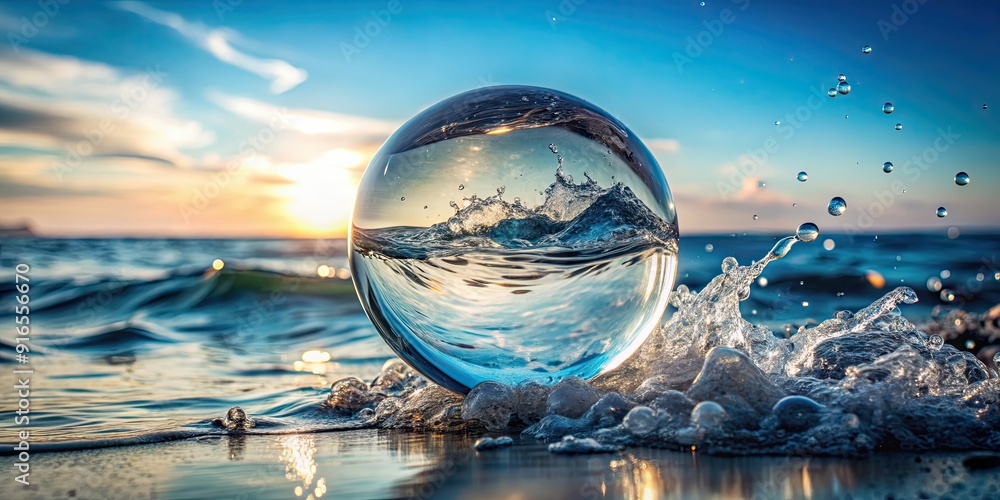Water splash in sphere glass at sea background, water, splash, sphere, glass, sea, background, ocean, fresh, concept, refreshing Water splash in sphere glass at sea background, water, splash, sphere, glass, sea, background, ocean, fresh, concept, refreshing