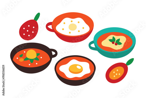 Shakshuka Color Art Showcasing Classic Shakshuka with Rich Ingredients