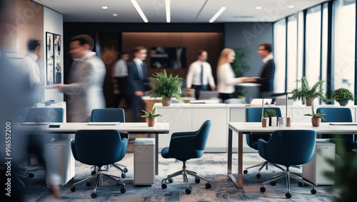 Office Environment interior with people in blurred background ai gen