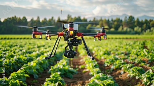 Drone Flying Over Field