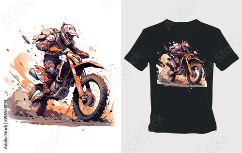 Motocross Rider in Action on a T-Shirt Design photo