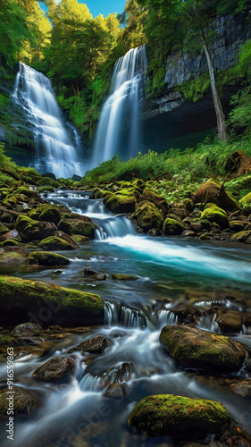 waterfall in the mountains