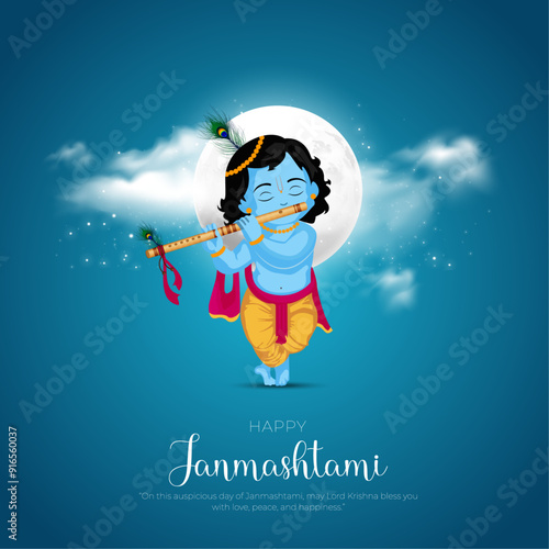 Happy Khrishna Janmashtami and dahi handi Hindu festival of happy shree lord krishna god born with janmashtami text and gradient background. abstract vector illustration design.