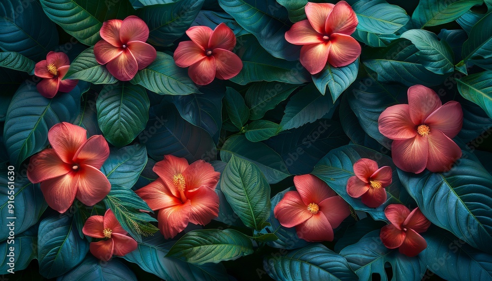 A stylish wallpaper design featuring a black background with an elegant bunch of leaves and flowers, providing ample copy space A stylish wallpaper design featuring a black background with an elegant bunch of leaves and flowers, providing ample copy space