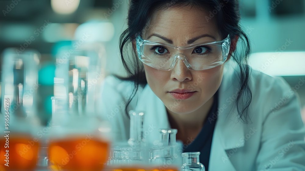 Female Scientist Conducting Research in a Laboratory. Innovation and Discovery Concept Female Scientist Conducting Research in a Laboratory. Innovation and Discovery Concept