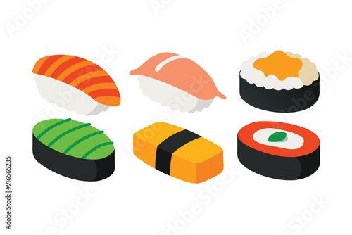 Sushi Color Art Bright Illustrations of Savory Sushi