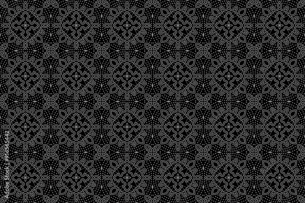 Monochrome Tile Batik Seamless Pattern Monochrome Tile Batik Seamless Pattern