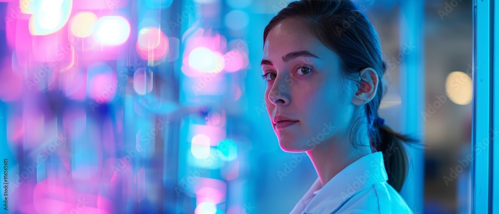 Woman in Urban Neon Glow Woman in Urban Neon Glow