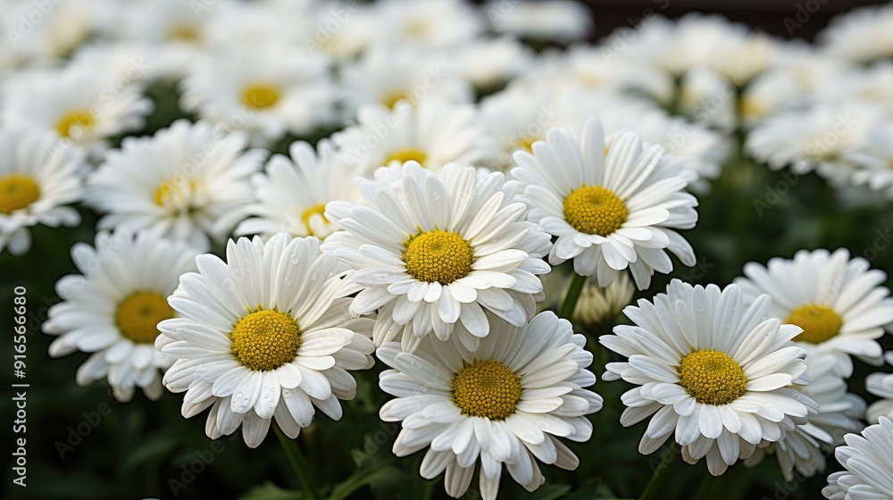 Obraz premium a bouquet of white flowers with yellow center and white petals.