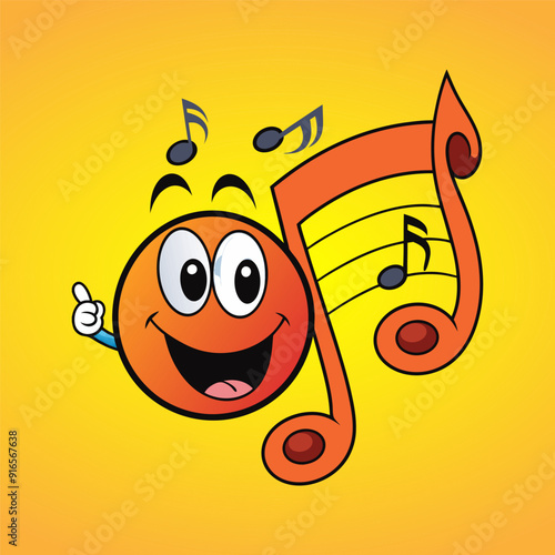 Cheerful smiley face on orange background