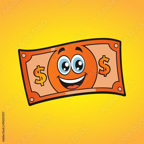 Cheerful smiley face on orange background