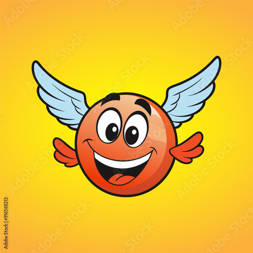 Cheerful smiley face on orange background