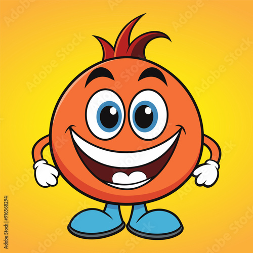 Cheerful smiley face on orange background