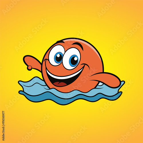 Cheerful smiley face on orange background