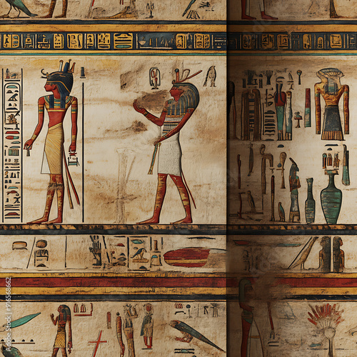 ancient Egypt hieroglyphics on the wall photo