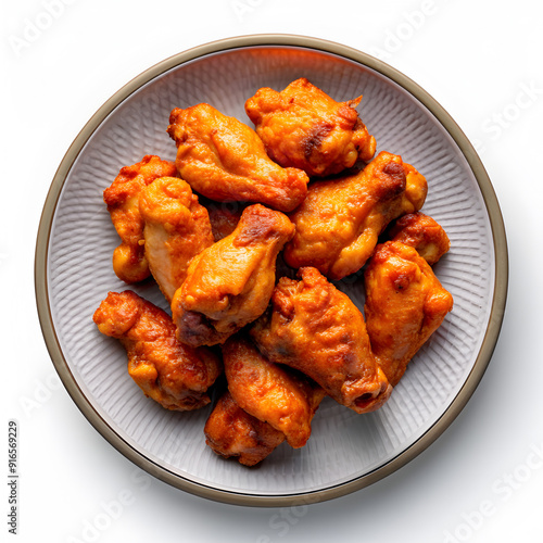 buffalo wings foods on plate isolated on, fried chicken wings on plate