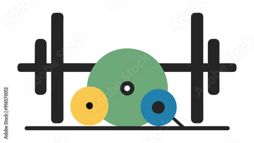 A flat vector illustration of barbell isolated on white background