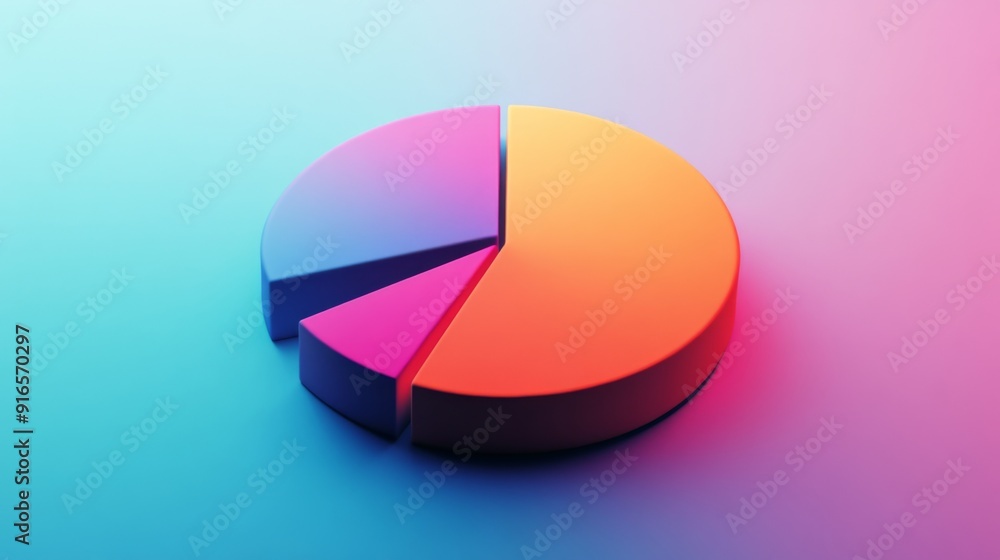 Fototapeta premium A high-resolution image of a pie chart with a gradient color scheme, showcasing the distribution of data in a visually appealing way