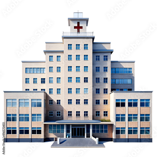 city hospital isolated on white background