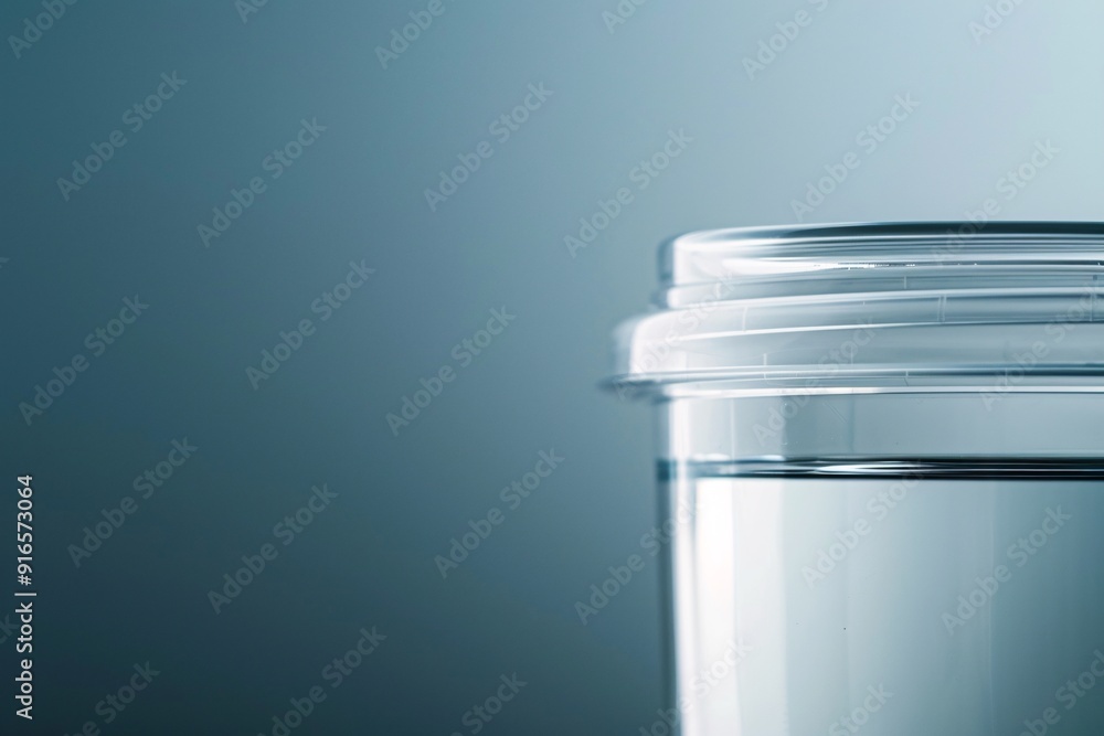 Close-up image of a clear plastic container and lid, emphasizing the quality and transparency of the material. The photo offers ample copy space for text or branding purposes. Close-up image of a clear plastic container and lid, emphasizing the quality and transparency of the material. The photo offers ample copy space for text or branding purposes.
