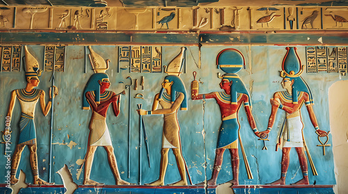  ancient Egypt hieroglyphics on the wall photo