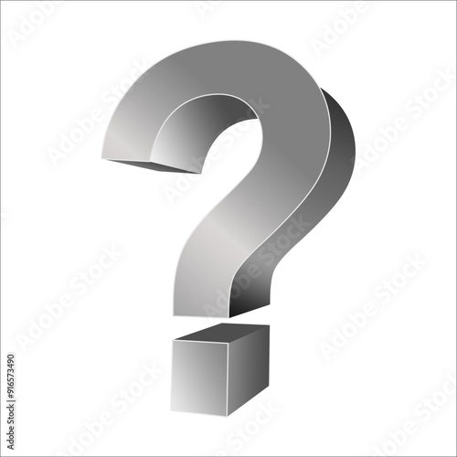 3D question mark icon on white background