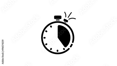 Stopwatch icon, black isolated silhouette