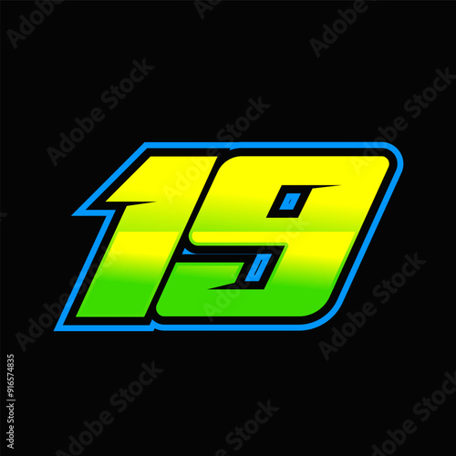 race number 19 logo template vector