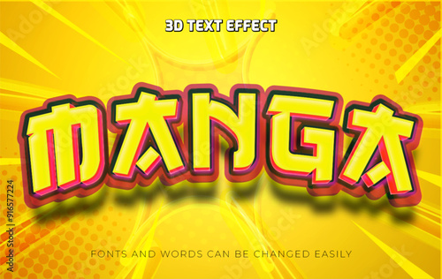 Manga headline yellow 3d editable text effect style