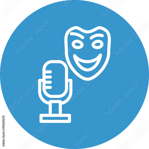 Comedy Show Vector Line White Circles Multicolors