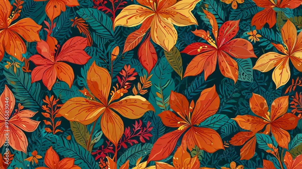 autumn leaves seamless pattern , AI Generated. autumn leaves seamless pattern , AI Generated.